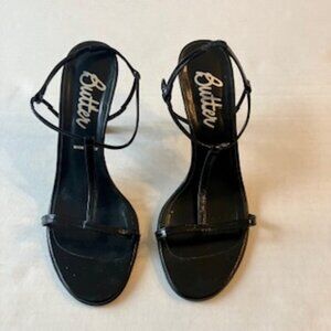 Butter by Lavorazione Artigiana Black heels with ankle strap size 8 1/2